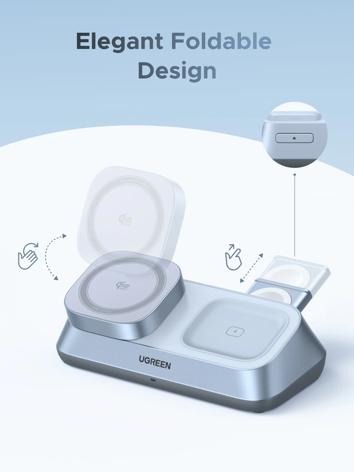 UGREEN MagFlow 3-in-1 Magnectic Wireless Desktop Charger 25W - Image 4