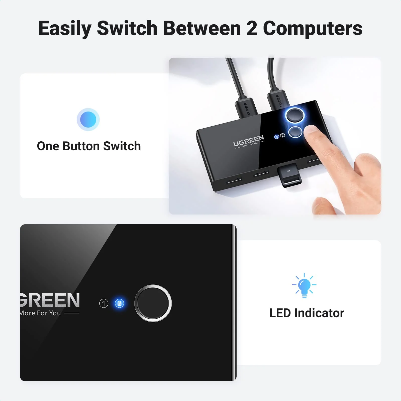 UGREEN 4 Port USB 3.0 5Gbps High-Speed Switch Selector - Image 5
