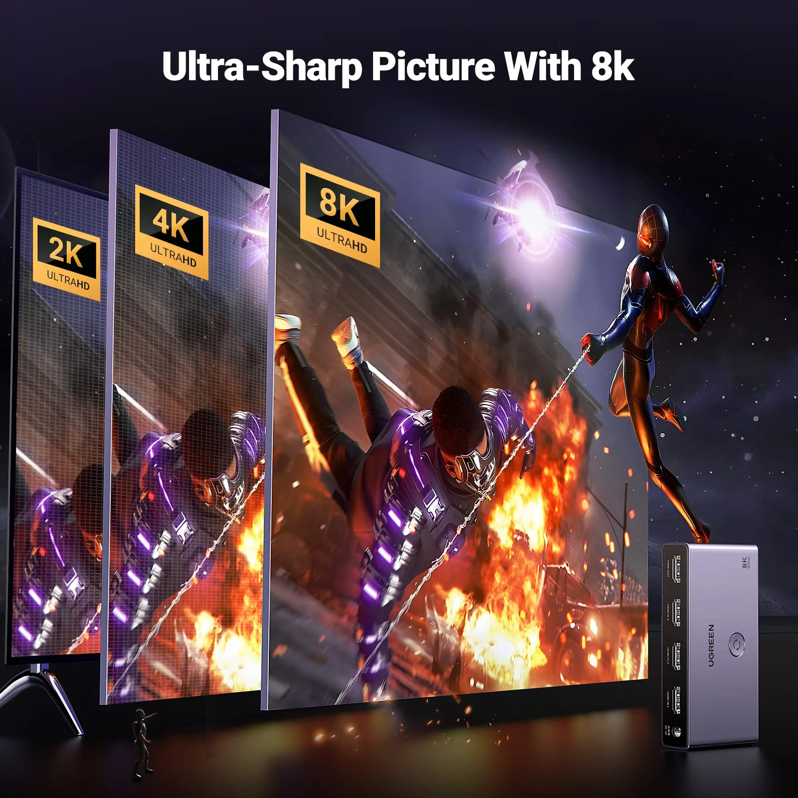 UGREEN 3-IN-1 Out 4K@120Hz HDMI 2.1 Switch - Image 4