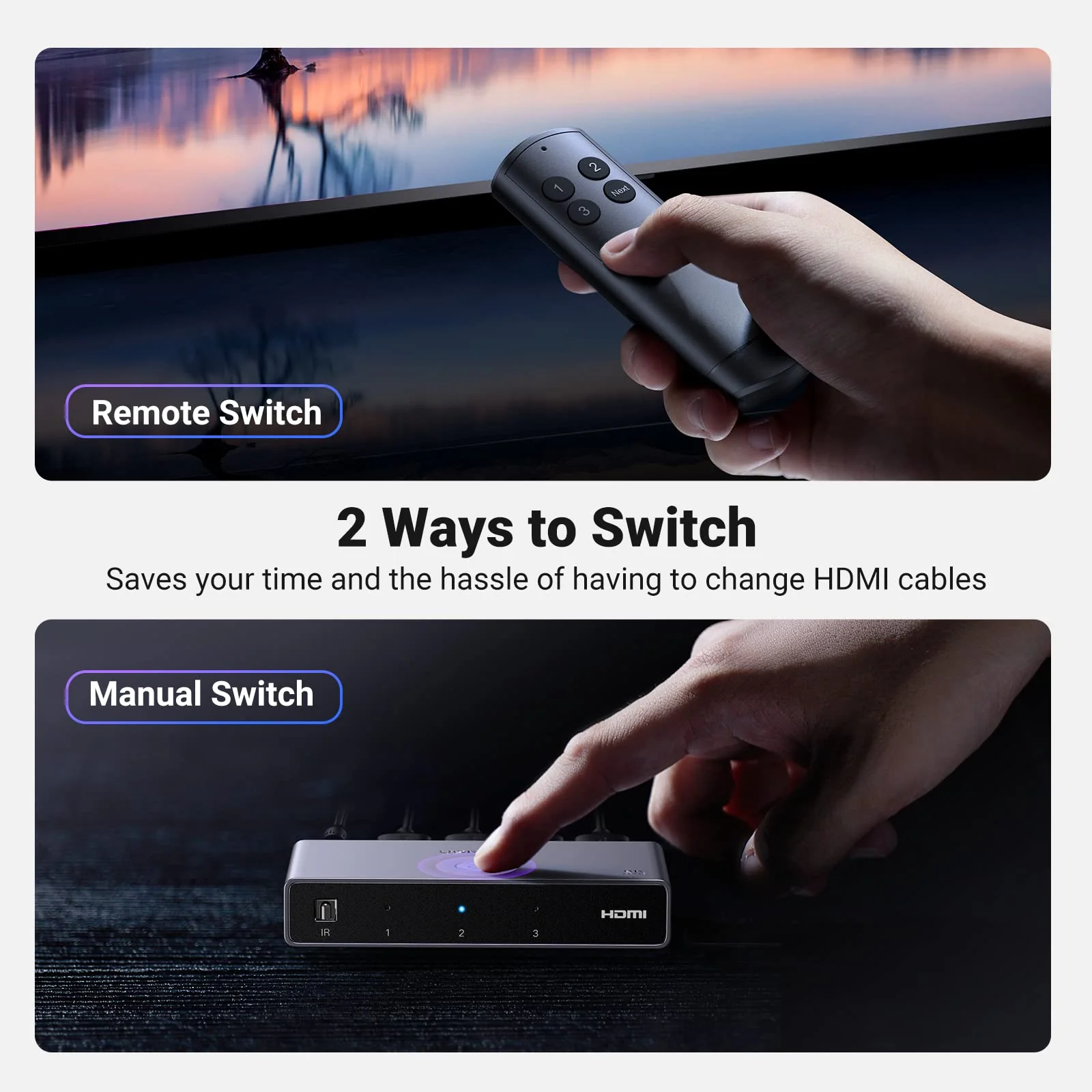 UGREEN 3-IN-1 Out 4K@120Hz HDMI 2.1 Switch - Image 5