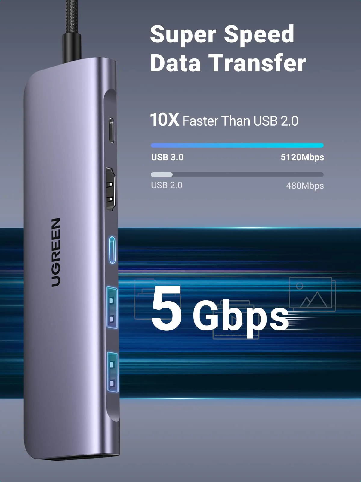 UGREEN Revodok 1071 7-IN-1 USB-C Hub (95W PD, 4K@30Hz HDMI) - Image 4