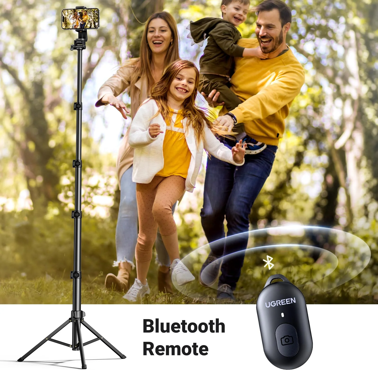 UGREEN 70 inch Aluminum Phone Tripod with Bluetooth Remote - Image 4