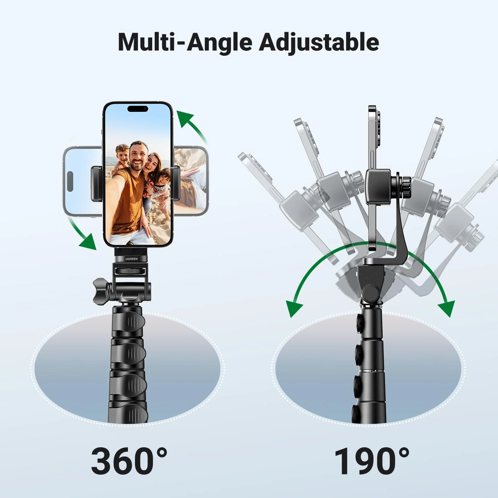 UGREEN 70 inch Aluminum Phone Tripod with Bluetooth Remote - Image 5