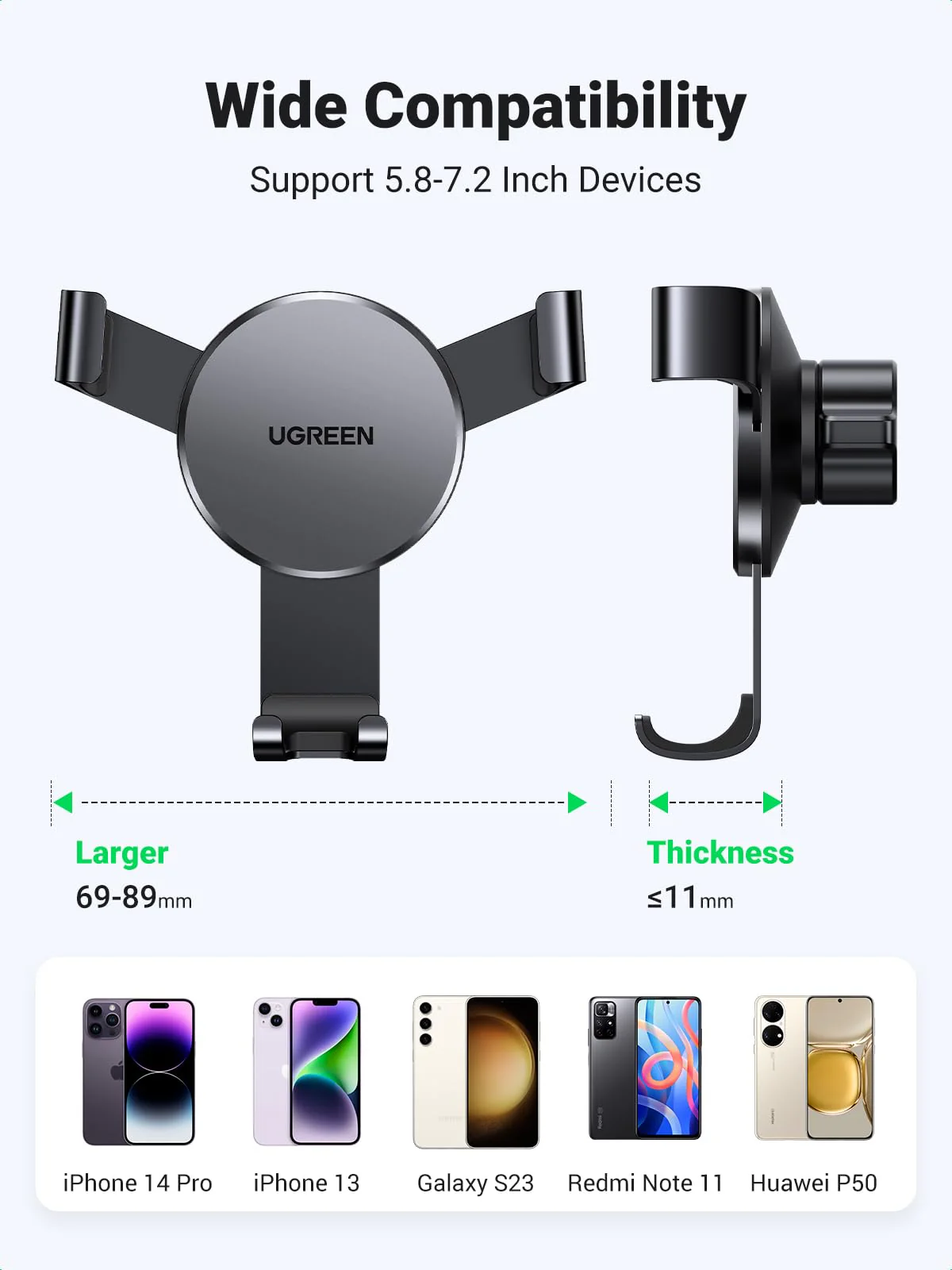 UGREEN Auto Lock 360° Adjustable Air Vent Car Phone Holder (Black) - Image 6
