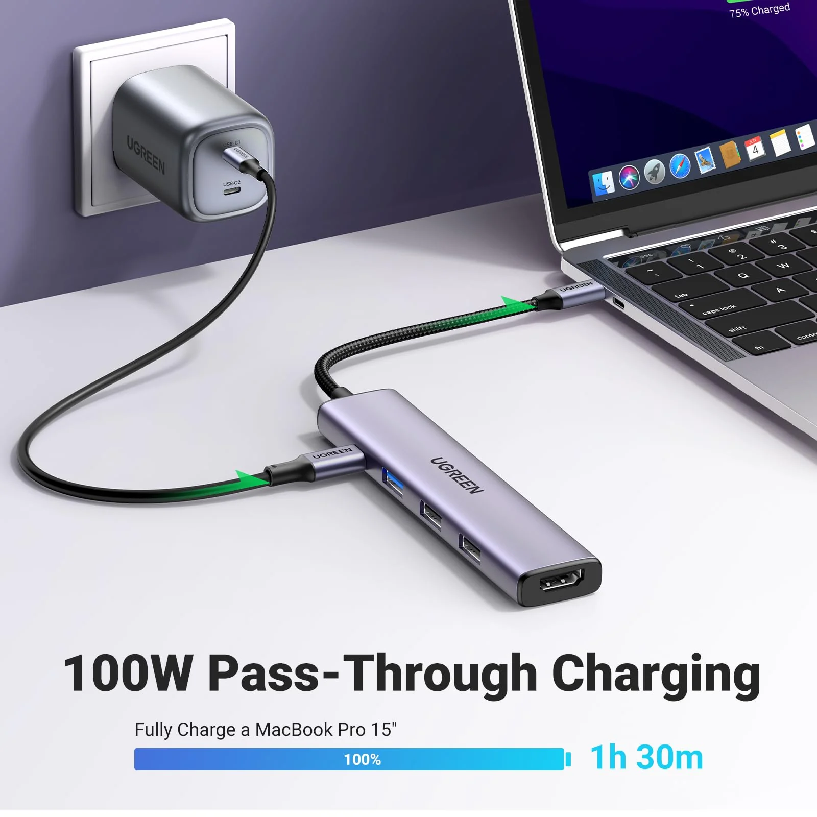 UGREEN Bundle Sale: Revodok 5-IN-1 Hub+100W USB-C Cable (1.6ft) - Image 7