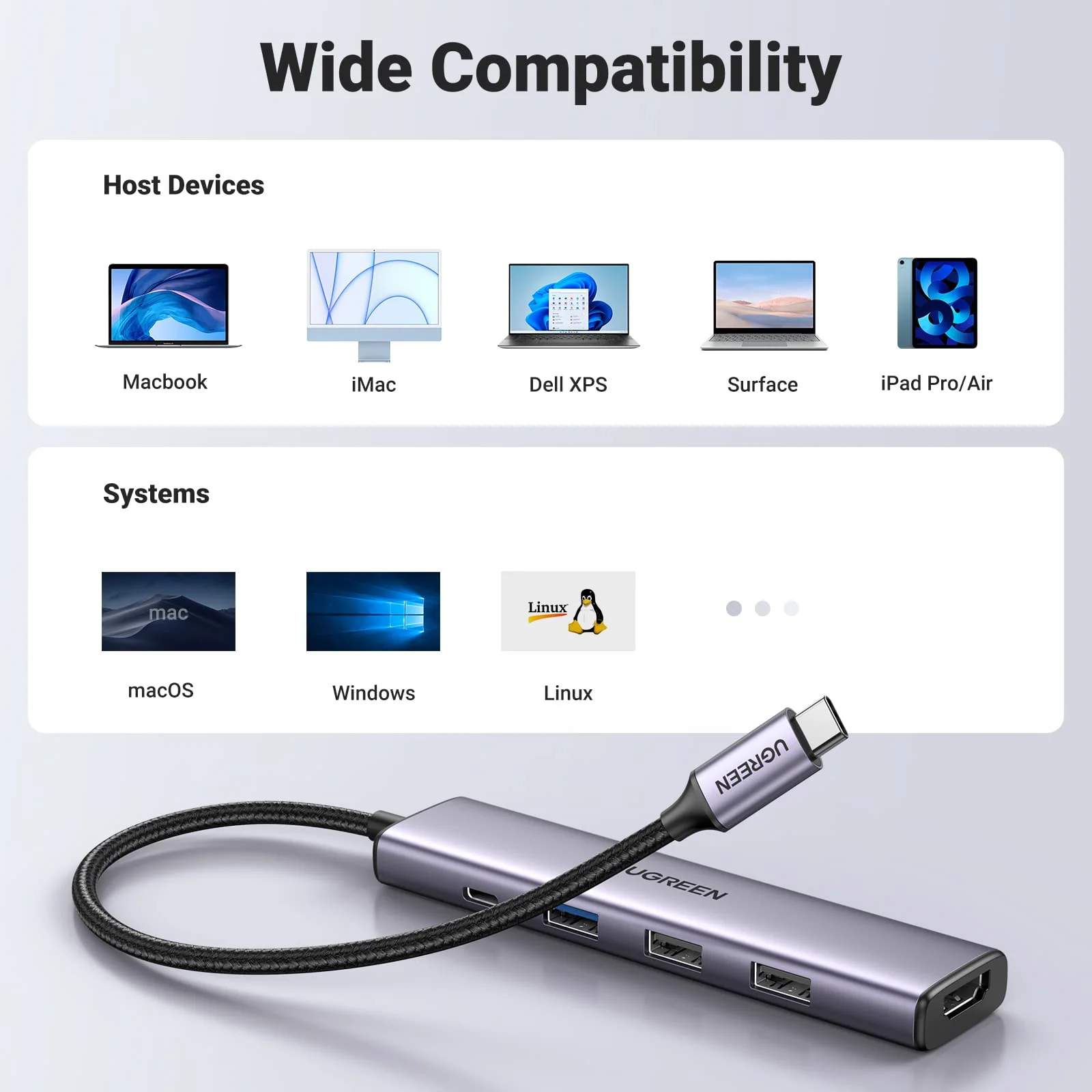 UGREEN Bundle Sale: Revodok 5-IN-1 Hub+100W USB-C Cable (1.6ft) - Image 9