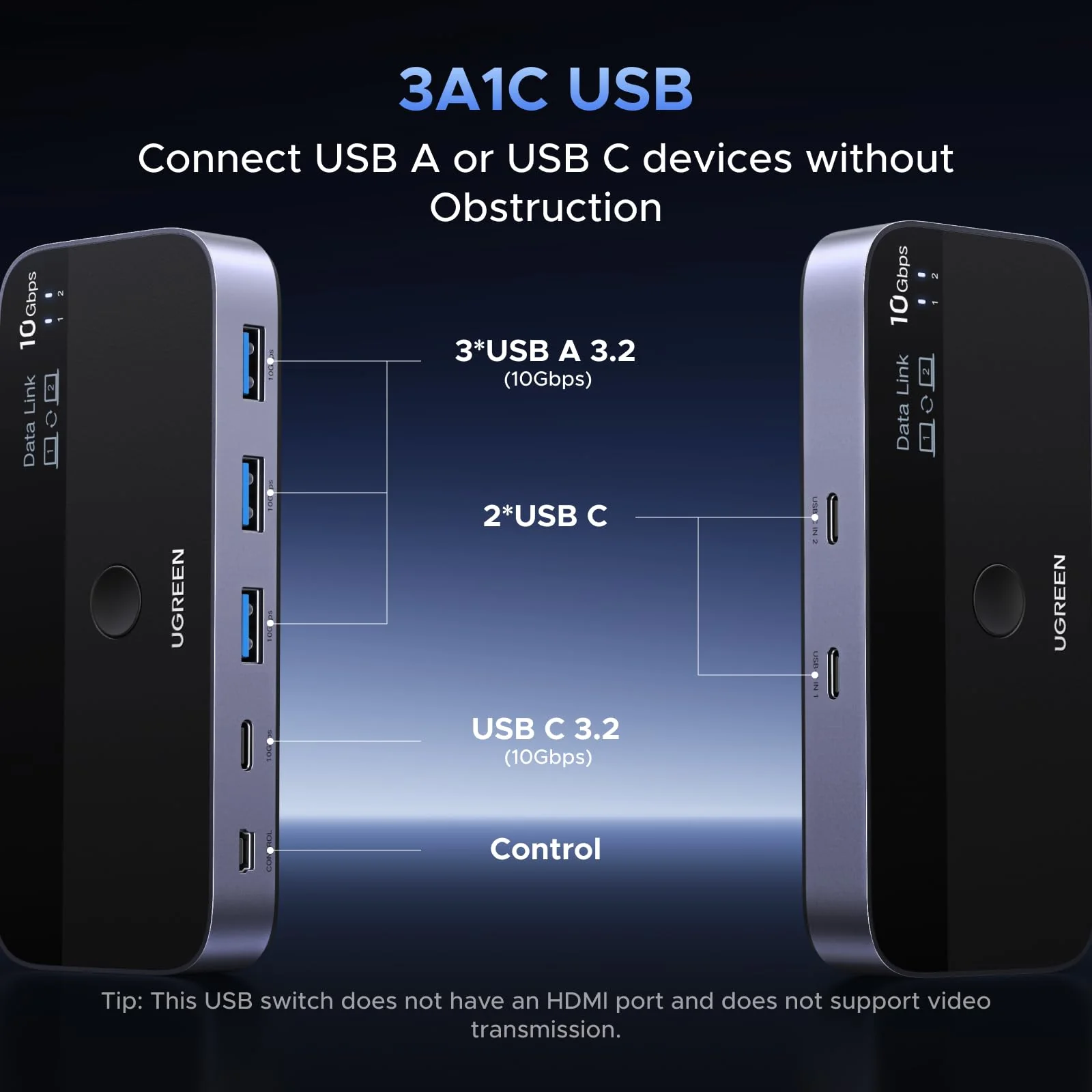 UGREEN USB-C Switch (2-in-4-out, 10Gbps) - Image 4